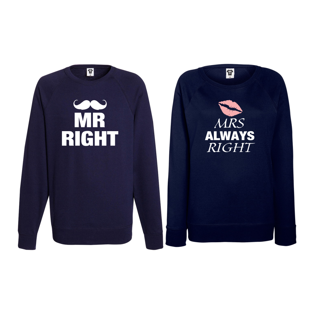 Комплект тъмно-сини блузи за двойки Mrs Always Right