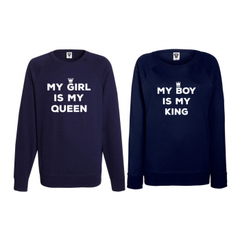 Комплект тъмно-сини блузи за двойки My Girl is My Queen Комплект тъмно-сини блузи за двойки My Girl is My Queen