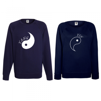 Комплект тъмно-сини блузи за двойки Yin Yang