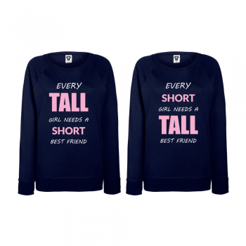 Комплект тъмно-сини блузи за приятелки Tall and Short Friends