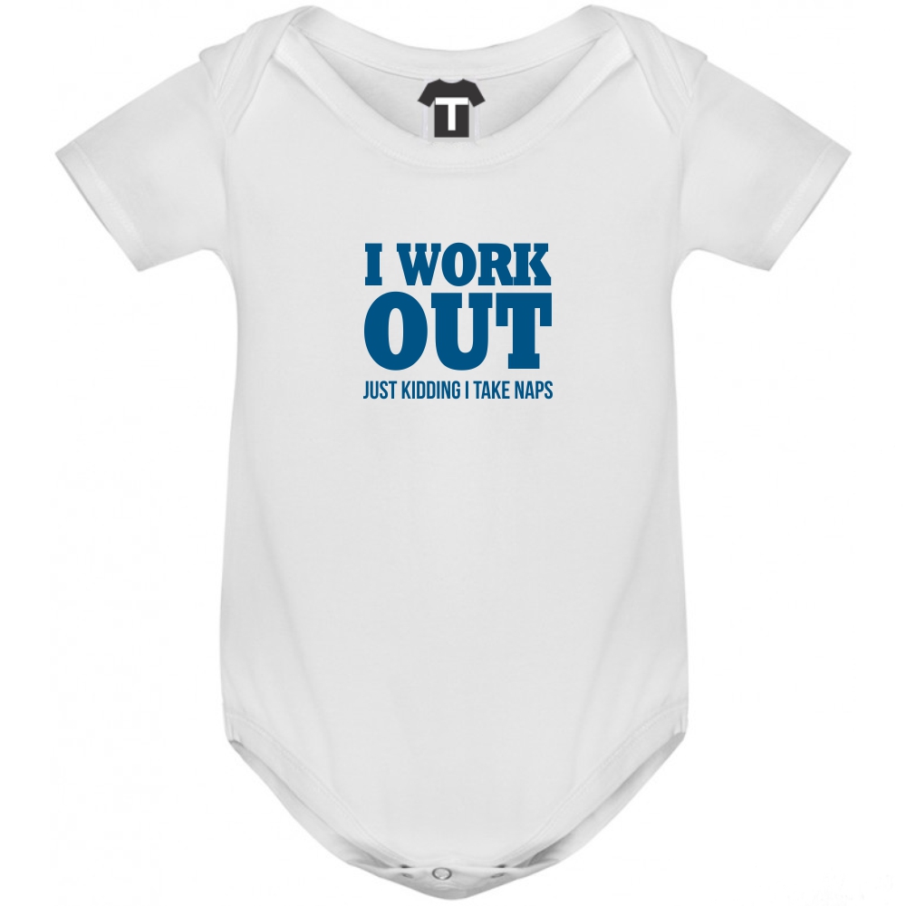 Бяло бебешко боди I work out Бяло бебешко боди I work out