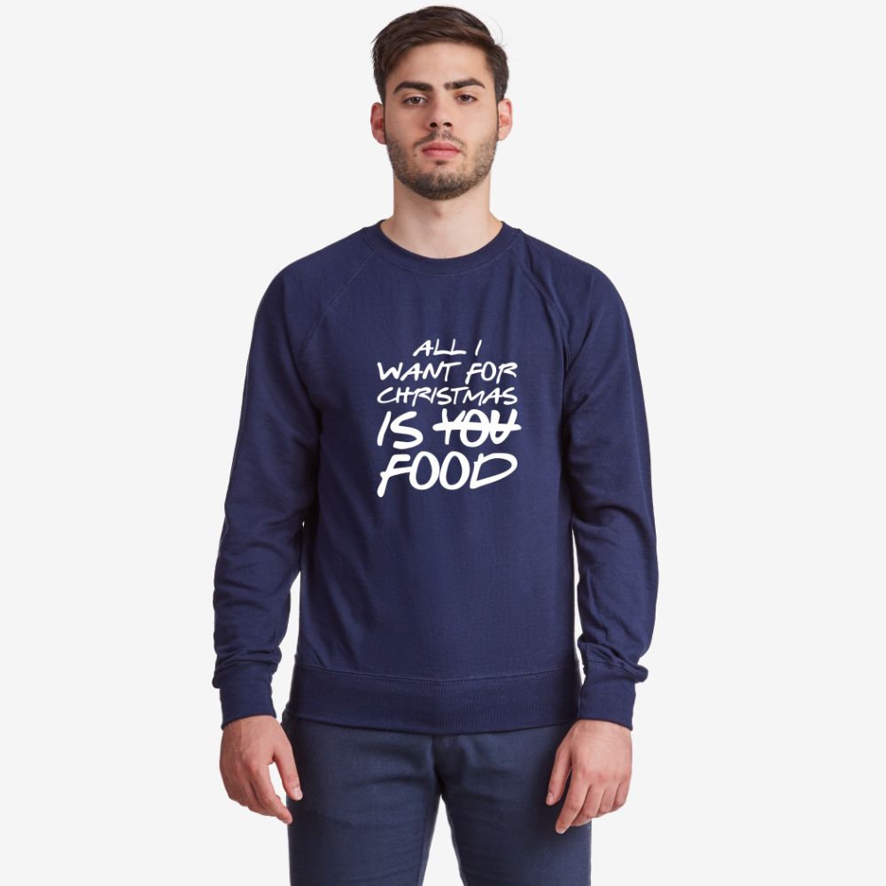 Мъжка тъмно-синя или сива блуза All I want for Christmas is food Мъжка тъмно-синя или сива блуза All I want for Christmas is food