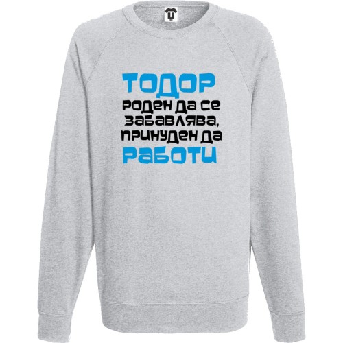 Мъжка тъмно-синя или сива блуза Тодор роден да се забавлява Мъжка тъмно-синя или сива блуза Тодор роден да се забавлява