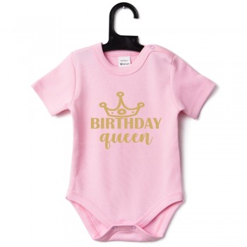 Розово бебешко боди Birthday Queen Розово бебешко боди Birthday Queen