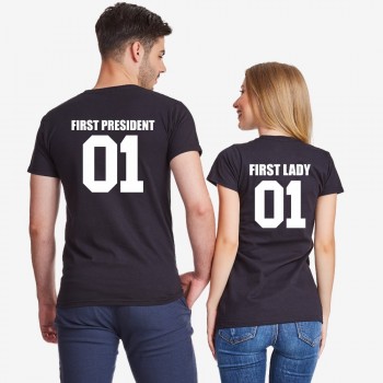Комплект черни тениски за двойки First President and First Lady Комплект черни тениски за двойки First President and First Lady