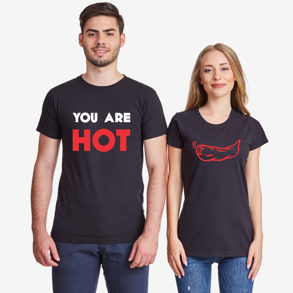 Комплект черни тениски за двойки You are hot Комплект черни тениски за двойки You are hot