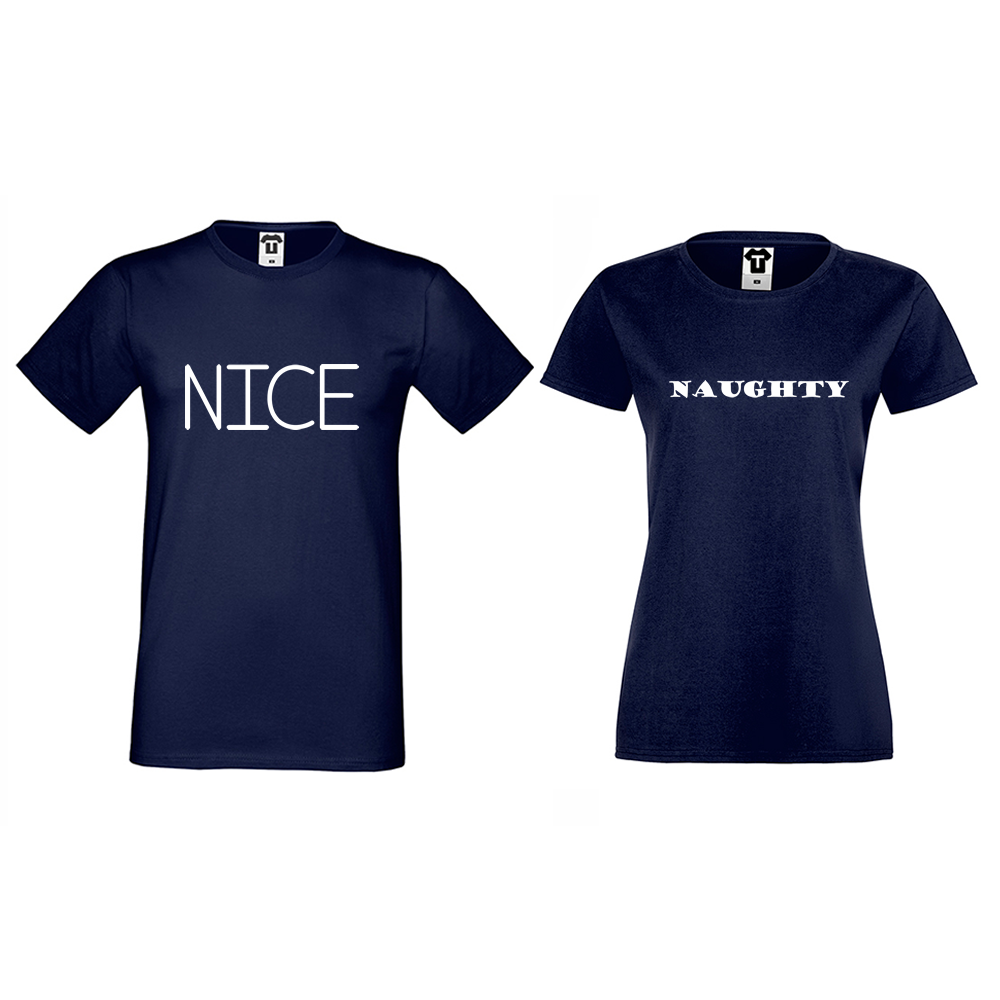 Тъмно-сини Тениски за двойки Nice Naughty Тъмно-сини Тениски за двойки Nice Naughty