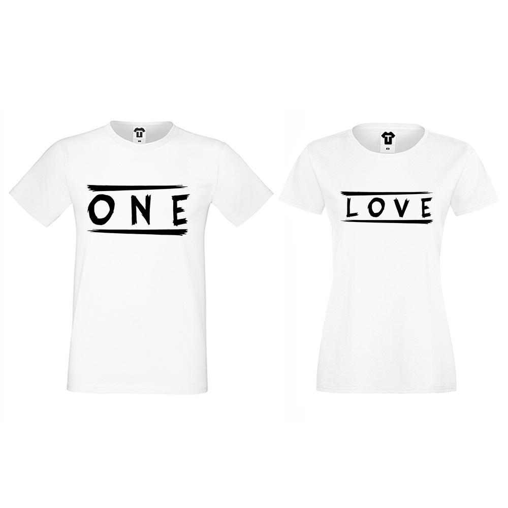 Тениски за двойки бели One Love Тениски за двойки бели One Love