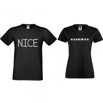 Тениски за двойки в черно Nice Naughty Тениски за двойки в черно Nice Naughty