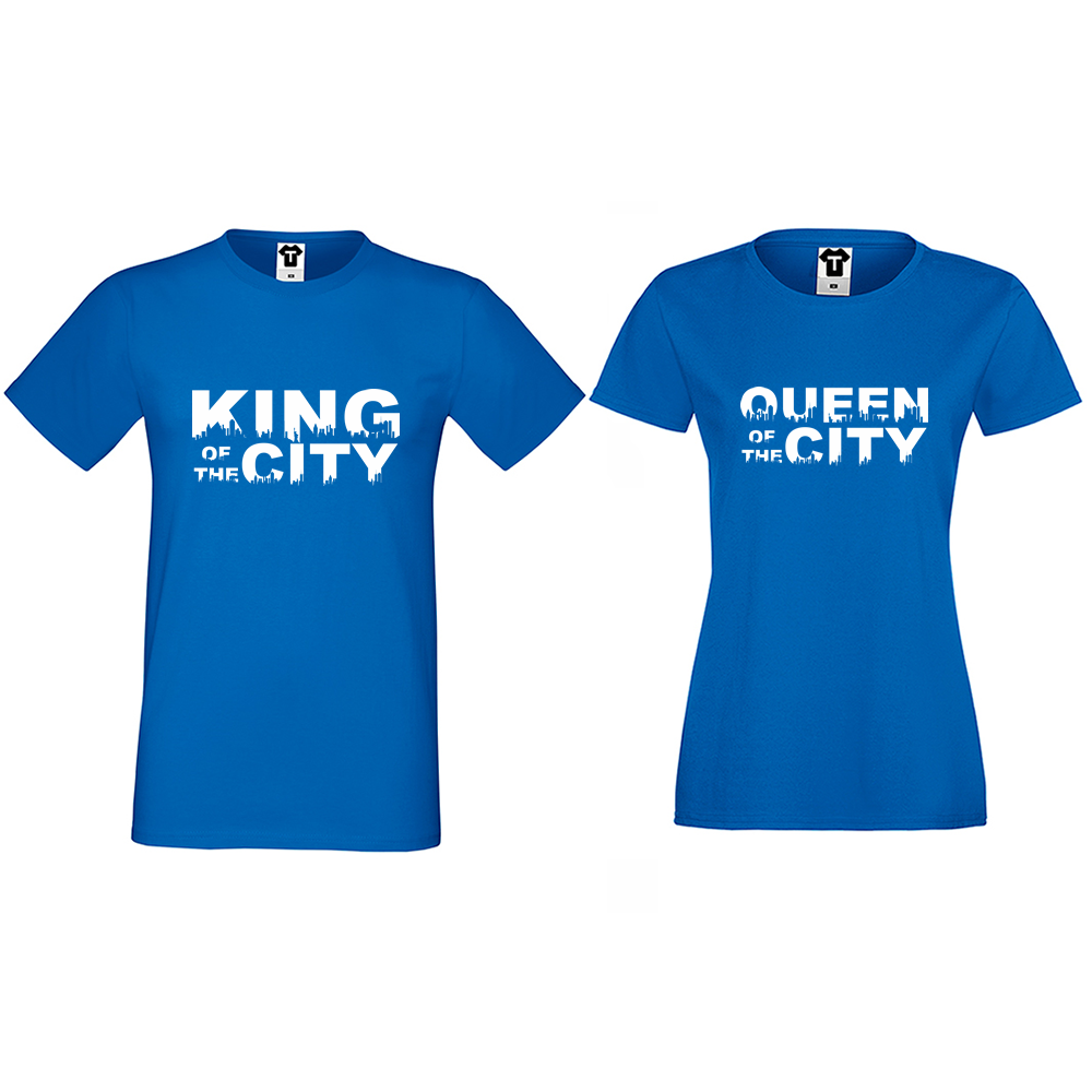 Тениски за двойки в синьо King Queen of the city Тениски за двойки в синьо King Queen of the city
