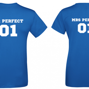 Тениски за двойки в синьо Mr Mrs Perfect Тениски за двойки в синьо Mr Mrs Perfect