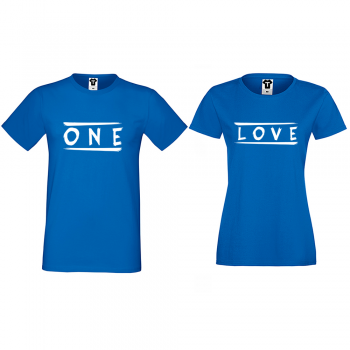 Тениски за двойки в синьо One Love Тениски за двойки в синьо One Love