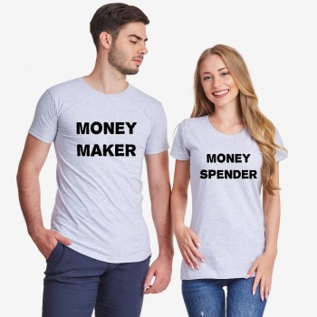 Тениски за двойки в сиво Money Maker and Money Spender Тениски за двойки в сиво Money Maker and Money Spender