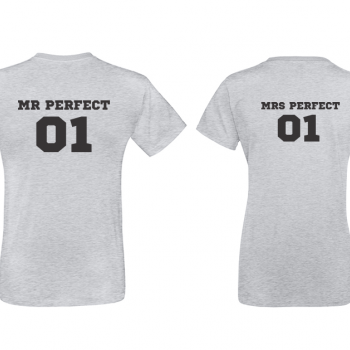Тениски за двойки в сиво Mr Mrs Perfect Тениски за двойки в сиво Mr Mrs Perfect