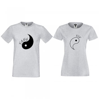 Тениски за двойки в сиво Yin Yang Тениски за двойки в сиво Yin Yang
