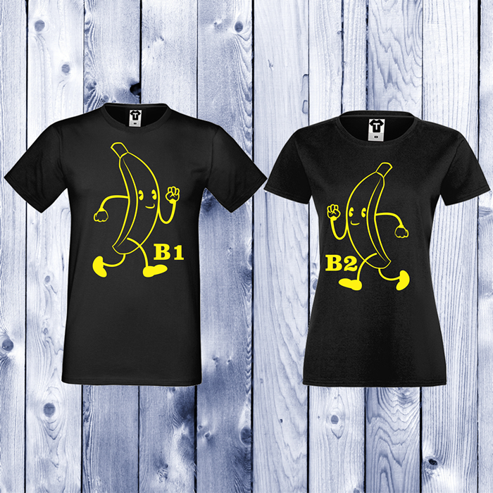 Черни Тениски за двойки Bananas