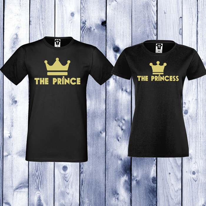 Черни Тениски за двойки The Prince - The Princess Черни Тениски за двойки The Prince - The Princess