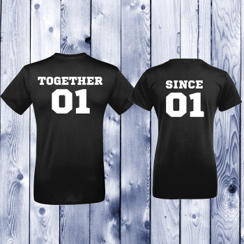 Черни Тениски за двойки Together Since Черни Тениски за двойки Together Since