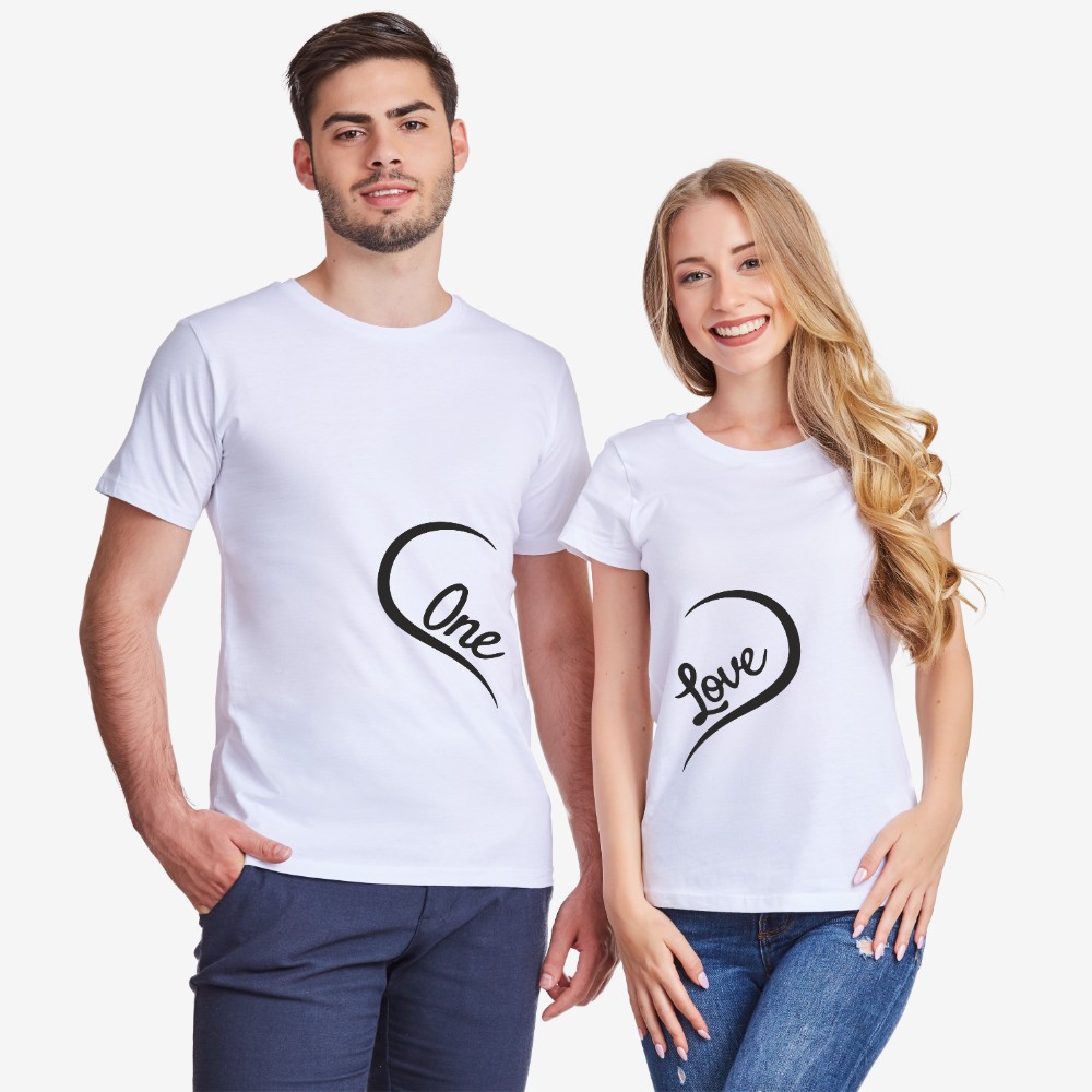 Комплект бели тениски за двойки One Love  2019