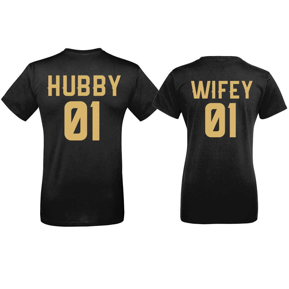 Комплект черни тениски за двойки Hubby 01 Комплект черни тениски за двойки Hubby 01