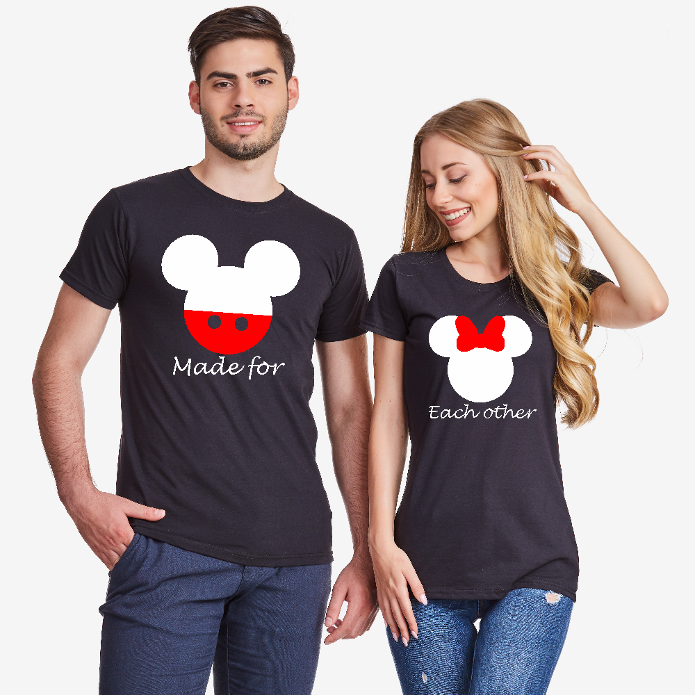Комплект черни тениски за двойки Made for Each Other Mouse Комплект черни тениски за двойки Made for Each Other Mouse
