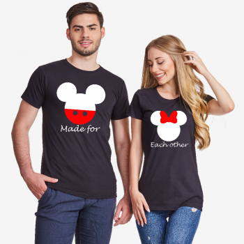 Комплект черни тениски за двойки Made for Each Other Mouse Комплект черни тениски за двойки Made for Each Other Mouse
