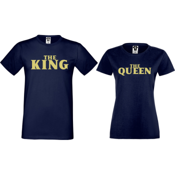Комплект тъмно-сини тениски за двойки The Queen and The King
