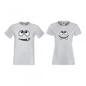 Тениски за двойки в сиво Smile Тениски за двойки в сиво Smile