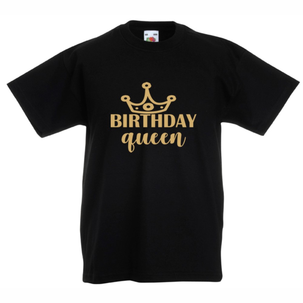Детска черна тениска Birthday Queen Детска черна тениска Birthday Queen