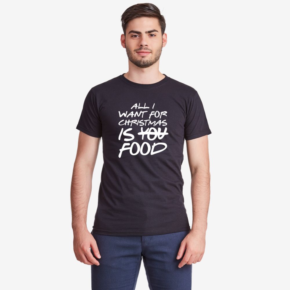 Мъжка тениска в различни цветове All I want for Christmas is food