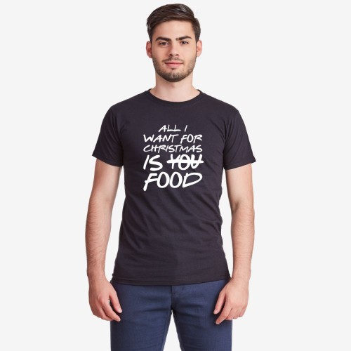 Мъжка тениска в различни цветове All I want for Christmas is food