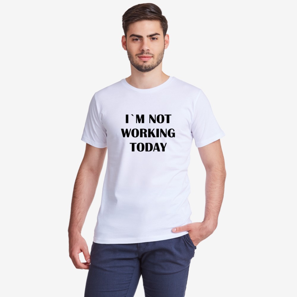Мъжка бяла тениска Not Working Today