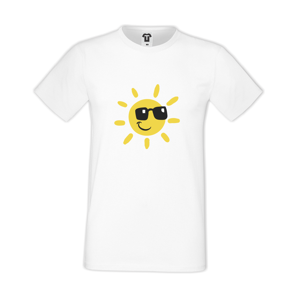 Мъжка бяла тениска Sun with sunglasses Мъжка бяла тениска Sun with sunglasses
