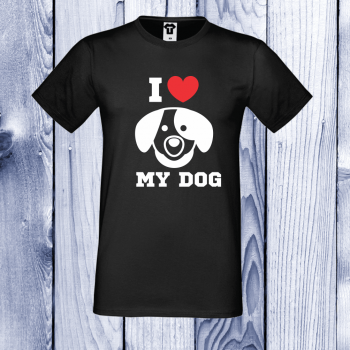 Мъжка черна тениска с щампа I LOVE MY DOG Мъжка черна тениска с щампа I LOVE MY DOG