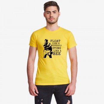 Мъжка жълта тениска Float like a butterfly Sting like a bee - Muhammad Ali