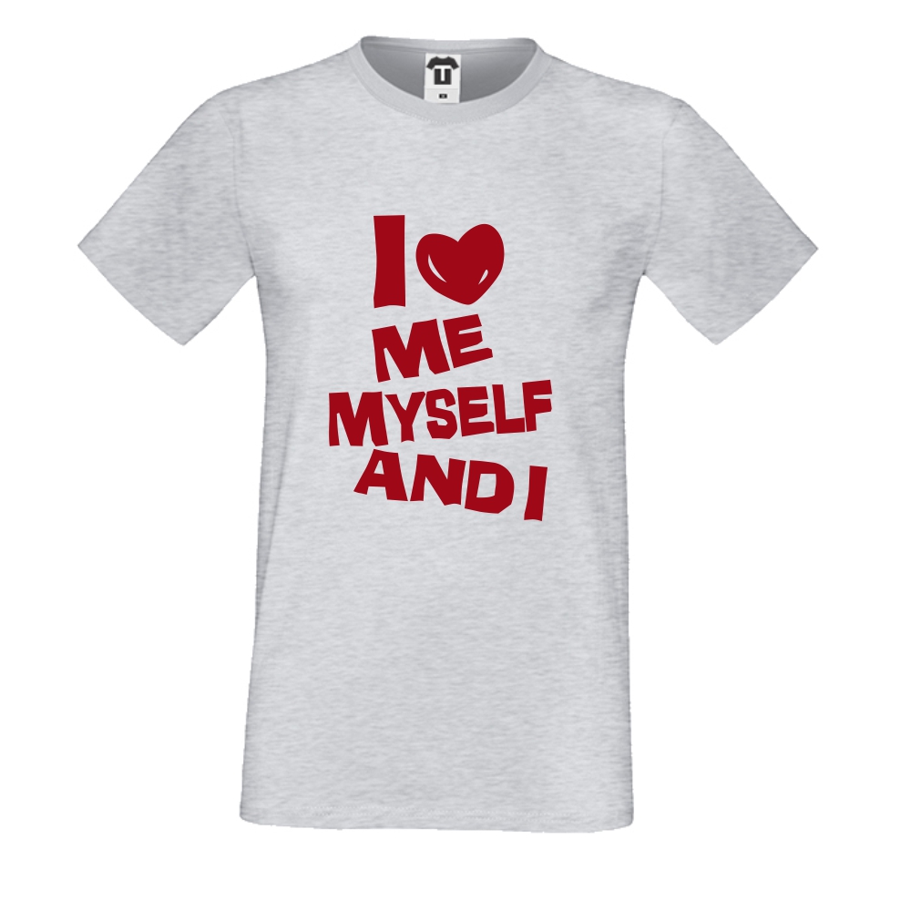 Мъжка сива  тениска I Love Me