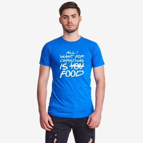Мъжка тениска в различни цветове All I want for Christmas is food