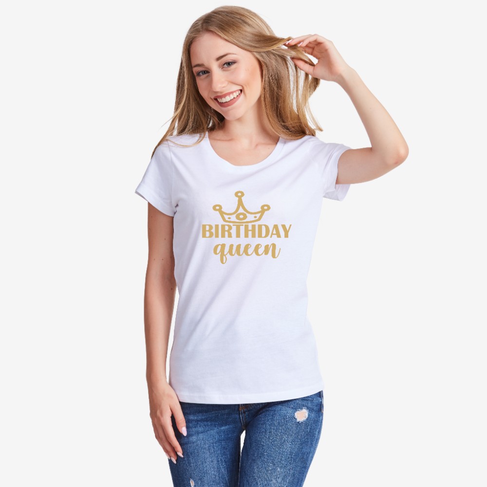 Дамска бяла тениска Birthday Queen