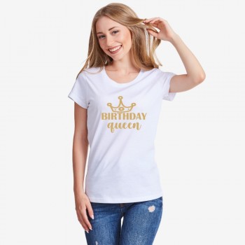 Дамска бяла тениска Birthday Queen Дамска бяла тениска Birthday Queen