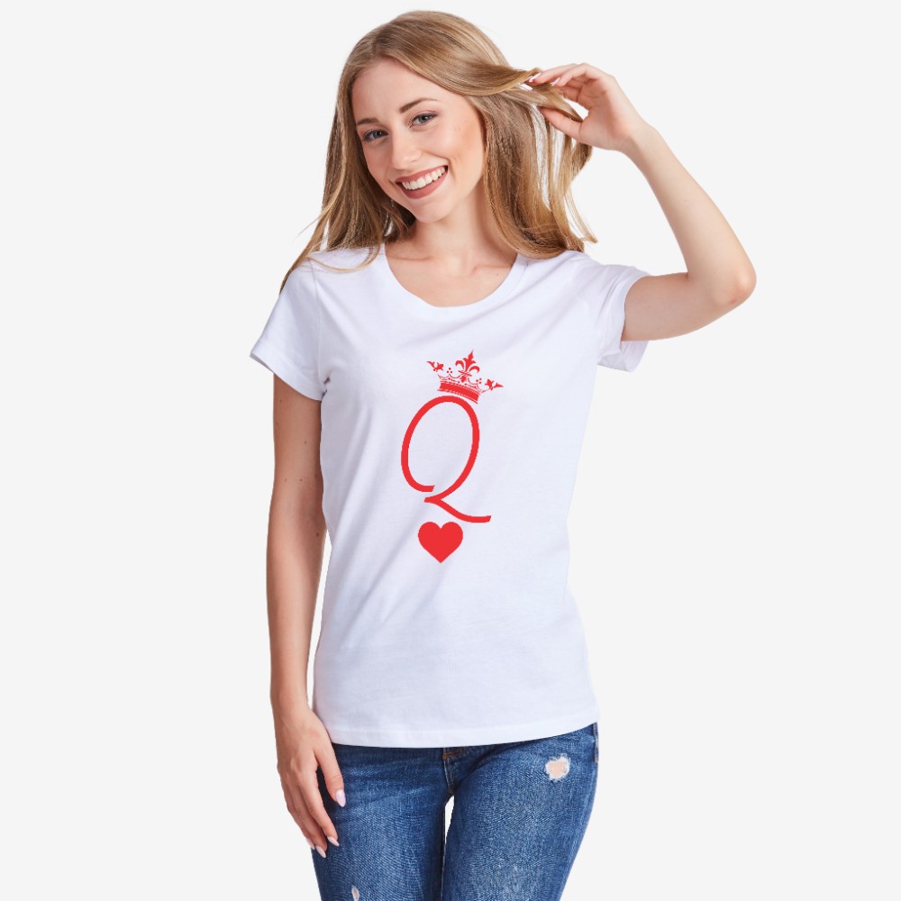 Дамска бяла тениска Queen Card Symbol