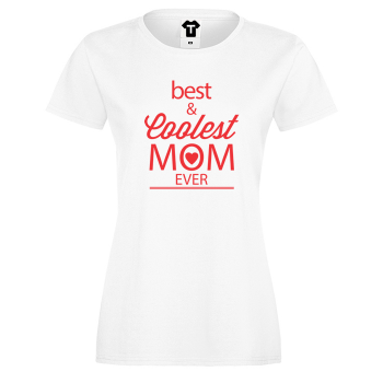 Дамска бяла тениска с щампа Best and Coolest Mom 2 Дамска бяла тениска с щампа Best and Coolest Mom 2