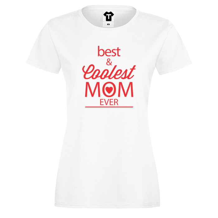 Дамска бяла тениска с щампа Best and Coolest Mom 2