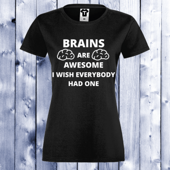 Дамска черна тениска черна Brains Дамска черна тениска черна Brains
