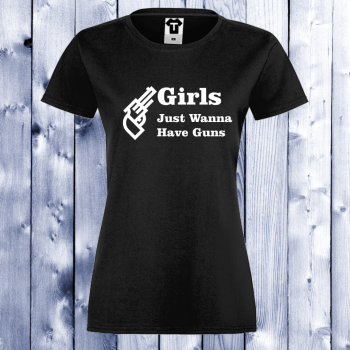 Дамска черна тениска черна Girls Guns Дамска черна тениска черна Girls Guns