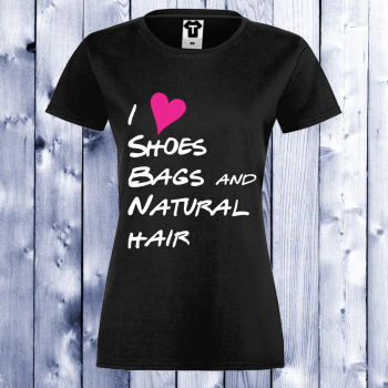 Дамска черна тениска черна I Love shoes, bags… Дамска черна тениска черна I Love shoes, bags…
