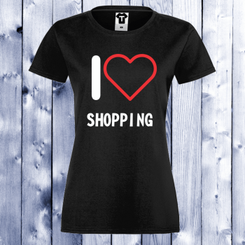 Дамска черна тениска черна I Love Shopping Дамска черна тениска черна I Love Shopping