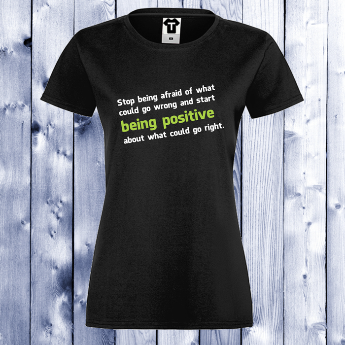 Дамска черна тениска черна Positive Дамска черна тениска черна Positive