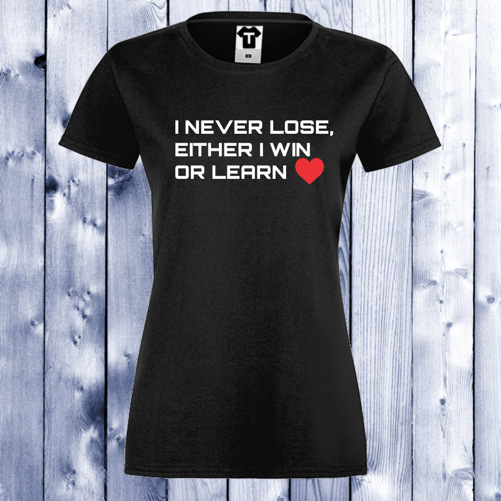 Дамска черна тениска черна Win or Learn Дамска черна тениска черна Win or Learn