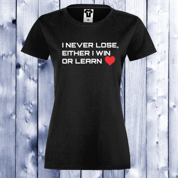 Дамска черна тениска черна Win or Learn Дамска черна тениска черна Win or Learn
