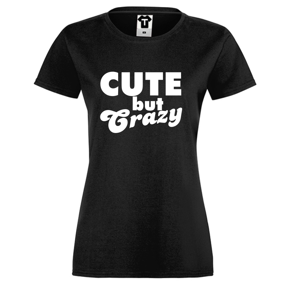 Дамска черна тениска Cute But Crazy Дамска черна тениска Cute But Crazy